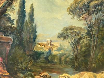 Elmer L Ham ANTIQUE PASTORAL SCENIC OIL PAINTING AFTER F BOUCHER