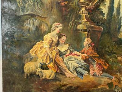 Elmer L Ham ANTIQUE PASTORAL SCENIC OIL PAINTING AFTER F BOUCHER