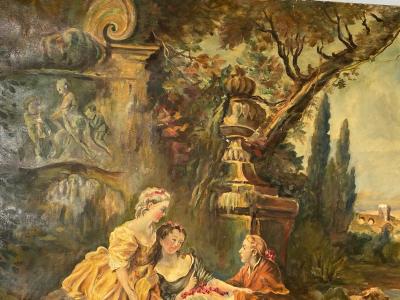 Elmer L Ham ANTIQUE PASTORAL SCENIC OIL PAINTING AFTER F BOUCHER