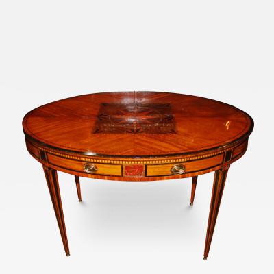 Elmwood and Ebony English Parquetry Side or Center Table