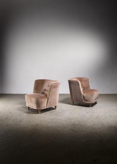 Elna Kiljander Pair of Elna Kiljander three seater armchairs