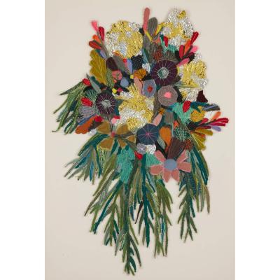 Elodie Blanchard Contemporary floral mixed media panel by Elodie Blanchard