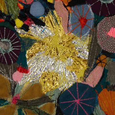 Elodie Blanchard Contemporary floral mixed media panel by Elodie Blanchard