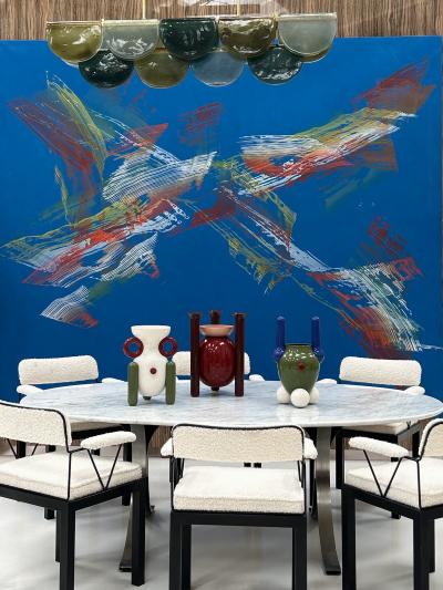 Elongated Murano Glass Ceiling Lamp Italy