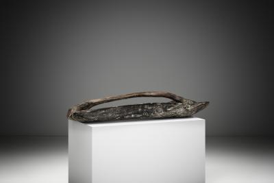 Elongated Sculptural Wooden Bowl Europe Second half of the 20th Century