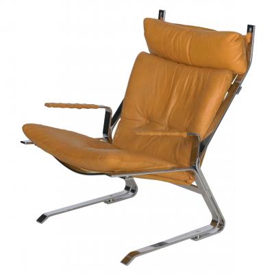 Elsa Nordahl Solheim Vintage Modern Leather Pirate Lounge Chair by Elsa Nordahl Solheim