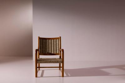 Emanuele Rambaldi Pair of Armchairs Stools by Emanuele Rambaldi for Guido Chiappe Italy 1930s
