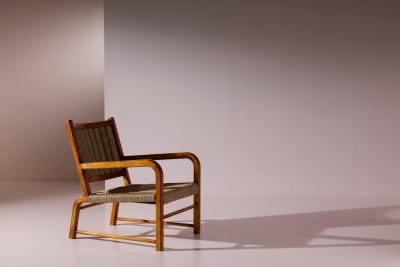 Emanuele Rambaldi Pair of Armchairs Stools by Emanuele Rambaldi for Guido Chiappe Italy 1930s