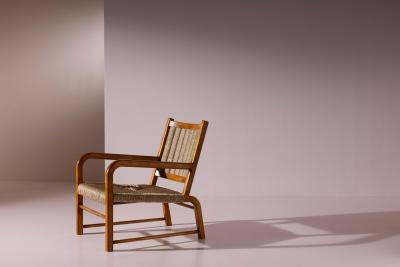 Emanuele Rambaldi Pair of Armchairs Stools by Emanuele Rambaldi for Guido Chiappe Italy 1930s