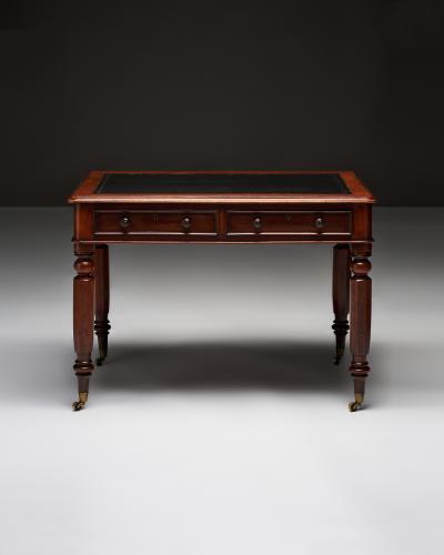 Embossed Leather Mahogany and Brass Victorian Writing Desk England c 1830