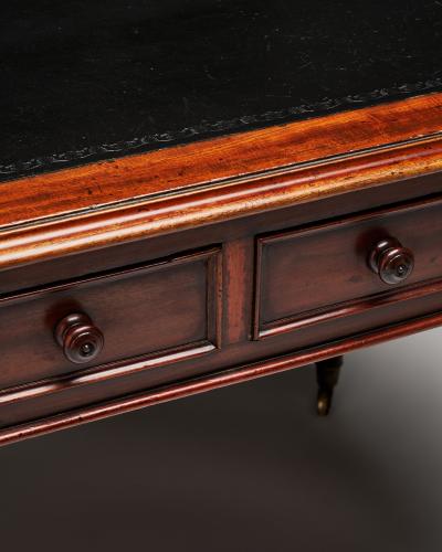 Embossed Leather Mahogany and Brass Victorian Writing Desk England c 1830