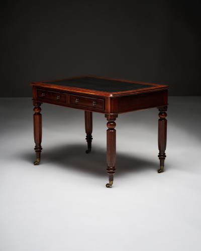 Embossed Leather Mahogany and Brass Victorian Writing Desk England c 1830