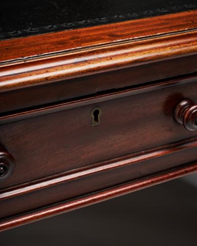 Embossed Leather Mahogany and Brass Victorian Writing Desk England c 1830