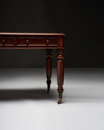 Embossed Leather Mahogany and Brass Victorian Writing Desk England c 1830