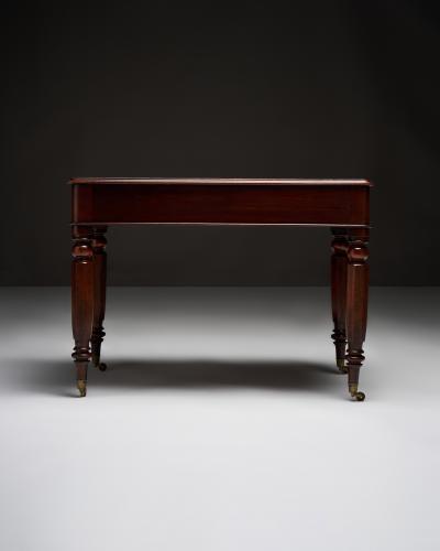 Embossed Leather Mahogany and Brass Victorian Writing Desk England c 1830