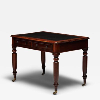 Embossed Leather Mahogany and Brass Victorian Writing Desk England c 1830