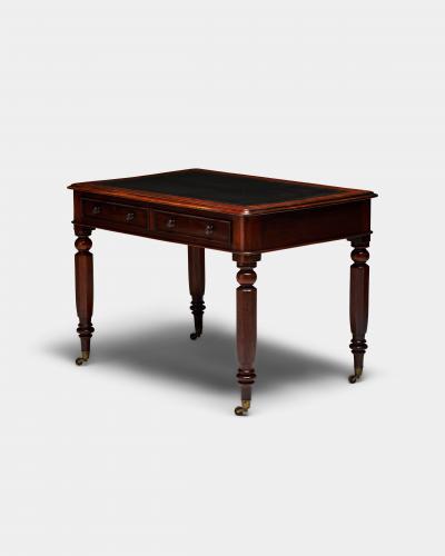 Embossed Leather Mahogany and Brass Victorian Writing Desk England c 1830