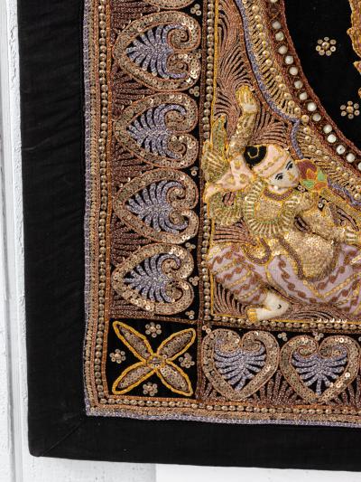 Embroidered Indian Screen Board Art with Beaded Detail