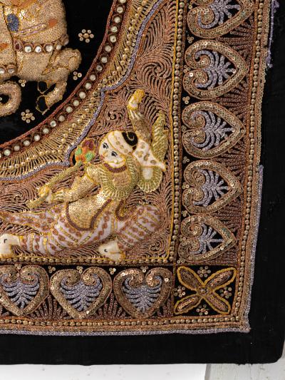 Embroidered Indian Screen Board Art with Beaded Detail