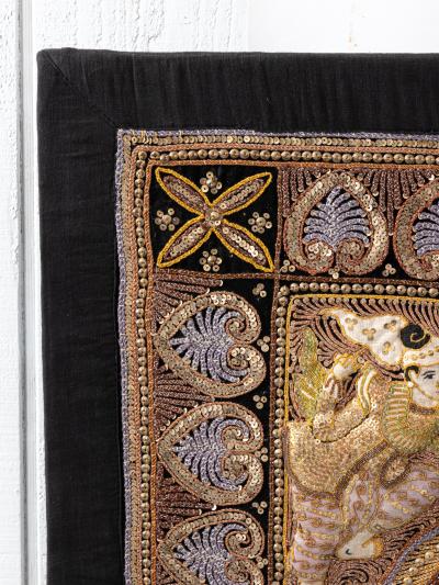 Embroidered Indian Screen Board Art with Beaded Detail