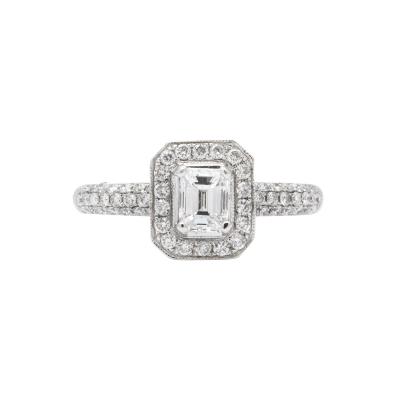 Emerald Cut Diamond Platinum Engagement Ring