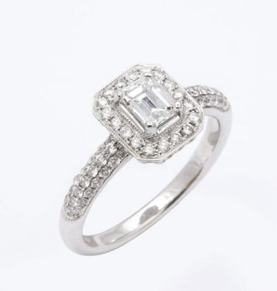 Emerald Cut Diamond Platinum Engagement Ring