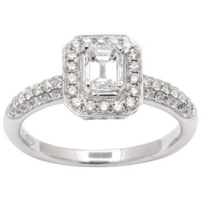 Emerald Cut Diamond Platinum Engagement Ring