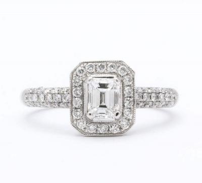 Emerald Cut Diamond Platinum Engagement Ring