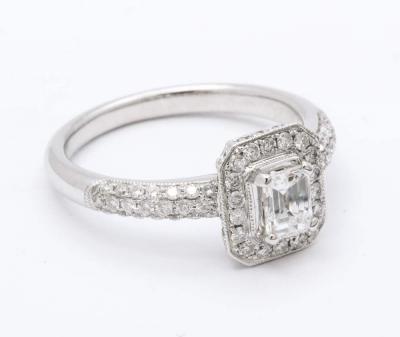 Emerald Cut Diamond Platinum Engagement Ring