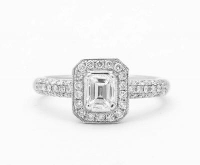 Emerald Cut Diamond Platinum Engagement Ring