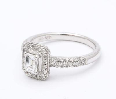 Emerald Cut Diamond Platinum Engagement Ring