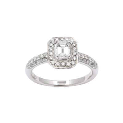 Emerald Cut Diamond Platinum Engagement Ring