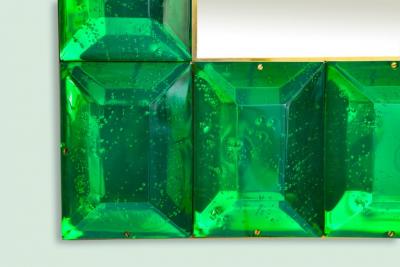 Emerald Green Diamond Murano Glass Mirror In Stock