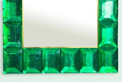 Emerald Green Diamond Murano Glass Mirror In Stock