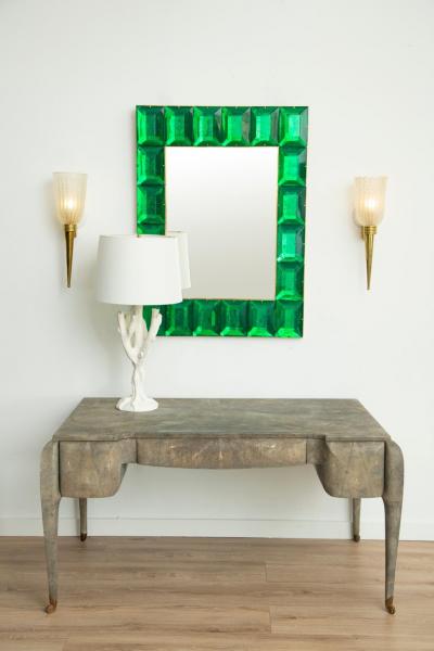 Emerald Green Diamond Murano Glass Mirror In Stock