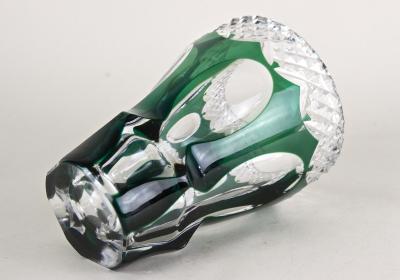 Emerald Green Overlay Cut Glass Vase by Val Saint Lambert Belgium ca 1950