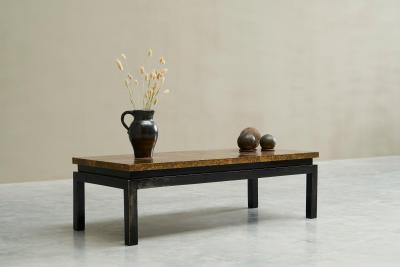 Emiel Veranneman Modernist Coffee Table with Patinated Gold Painted Top Belgium Mid 20th Century