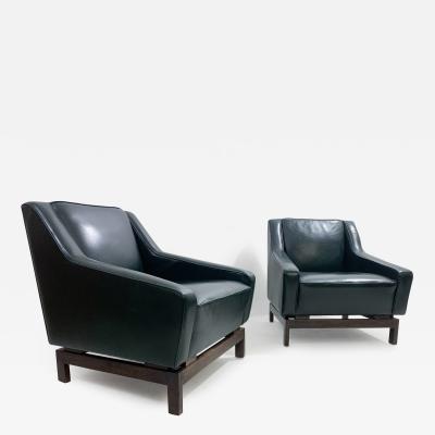 Emiel Veranneman Pair of Mid Century Black Leather Armchairs by Emiel Veranneman