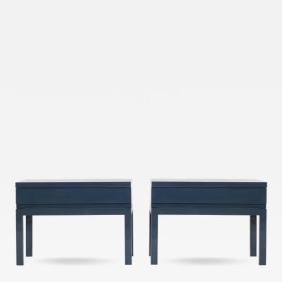 Emiel Veranneman Veranneman Petrol Blue Lacquered Bed Side Tables