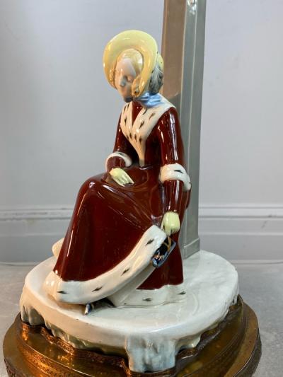 Emil Meier EMIL MEIER CERAMIC WOMAN WITH ICE SKATES LAMP