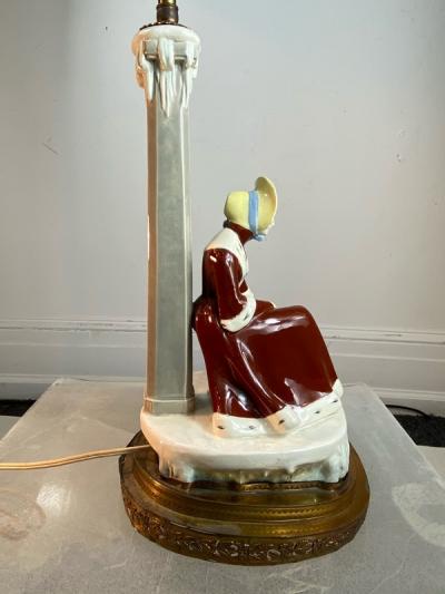 Emil Meier EMIL MEIER CERAMIC WOMAN WITH ICE SKATES LAMP