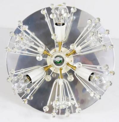 Emil Stejnar Emil Stejnar Blowball Brass Crystal Chandelier Rupert Nikoll Austria 1950s