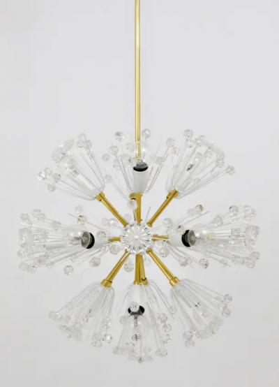 Emil Stejnar Emil Stejnar Blowball Sputnik Brass Chandelier by Rupert Nikoll Austria 1950s
