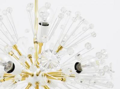 Emil Stejnar Emil Stejnar Blowball Sputnik Brass Chandelier by Rupert Nikoll Austria 1950s