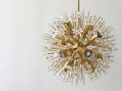 Emil Stejnar Emil Stejnar Gold Plated Midcentury Dandelion Sputnik Blowball Chandelier 1970s