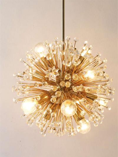 Emil Stejnar Emil Stejnar Gold Plated Midcentury Dandelion Sputnik Blowball Chandelier 1970s
