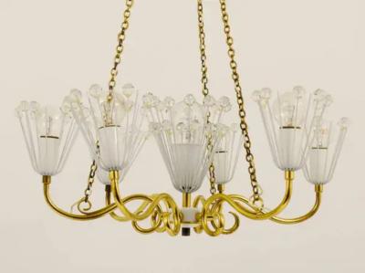 Emil Stejnar Emil Stejnar Midcentury Brass Chandelier Rupert Nikoll Vienna Austria 1950s