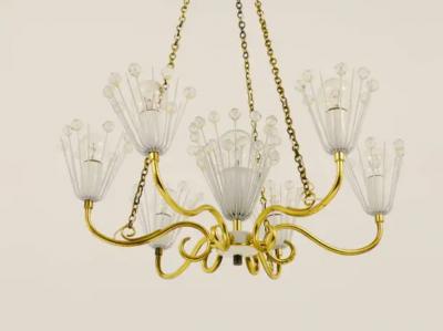 Emil Stejnar Emil Stejnar Midcentury Brass Chandelier Rupert Nikoll Vienna Austria 1950s