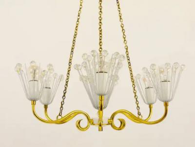 Emil Stejnar Emil Stejnar Midcentury Brass Chandelier Rupert Nikoll Vienna Austria 1950s