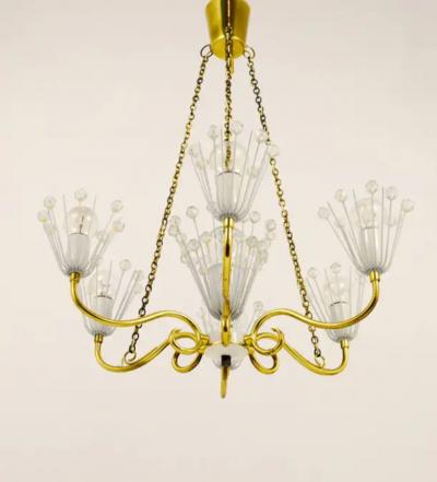 Emil Stejnar Emil Stejnar Midcentury Brass Chandelier Rupert Nikoll Vienna Austria 1950s